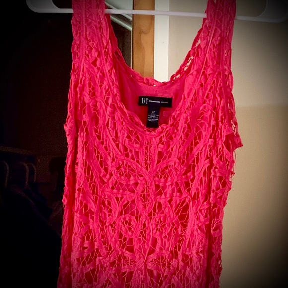 International Concepts (INC Macy’s) Peach Bodycon Lace Sheath Cotton Dress Sz 12 - Picture 4 of 13